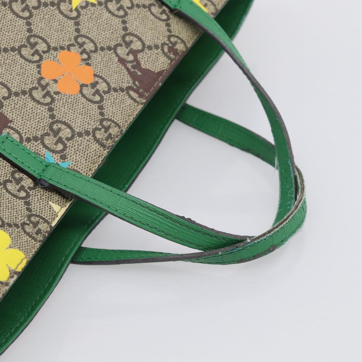 GUCCI GG Supreme Hand Bag PVC Beige Green 410812 Auth ep16997