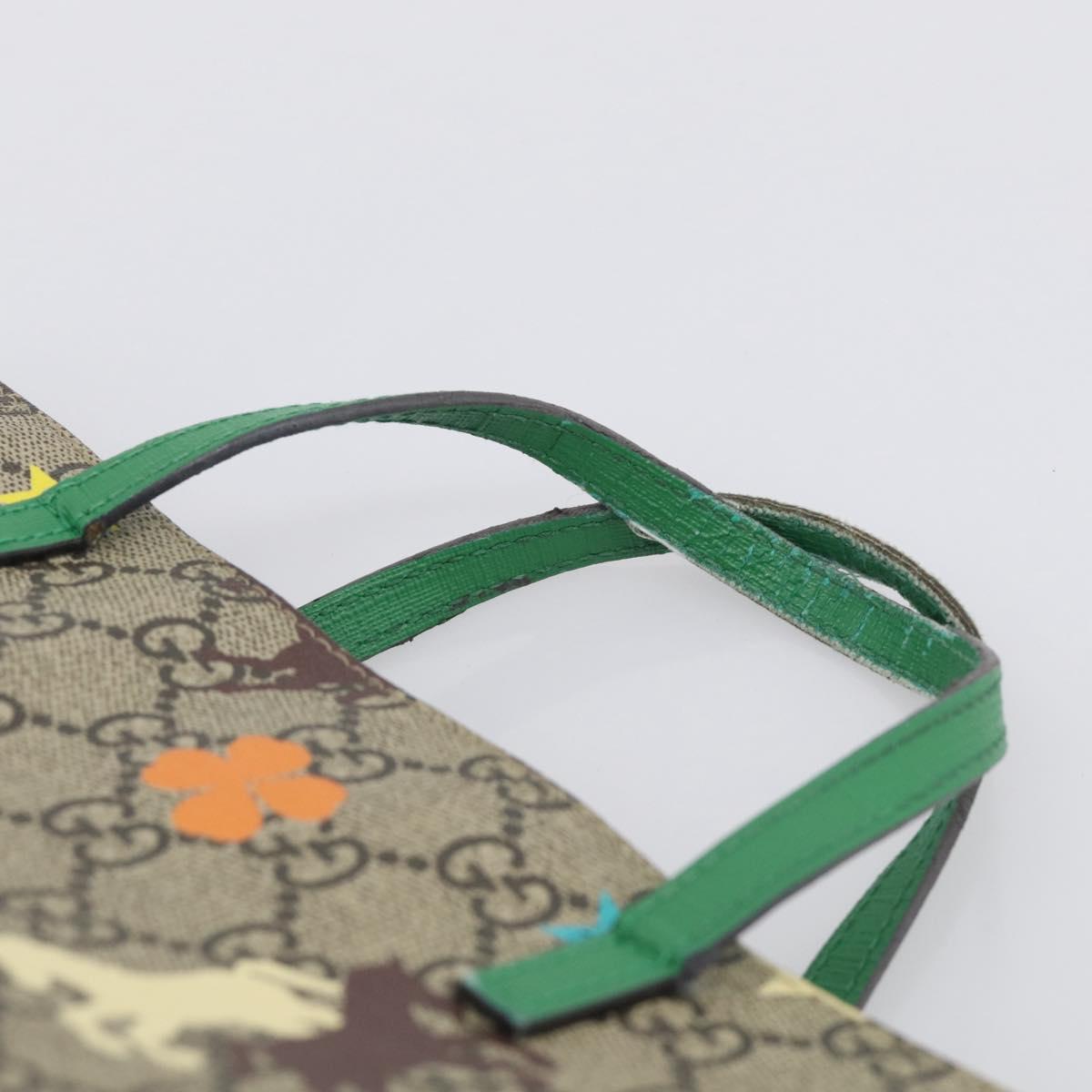 GUCCI GG Supreme Hand Bag PVC Beige Green 410812 Auth ep16997