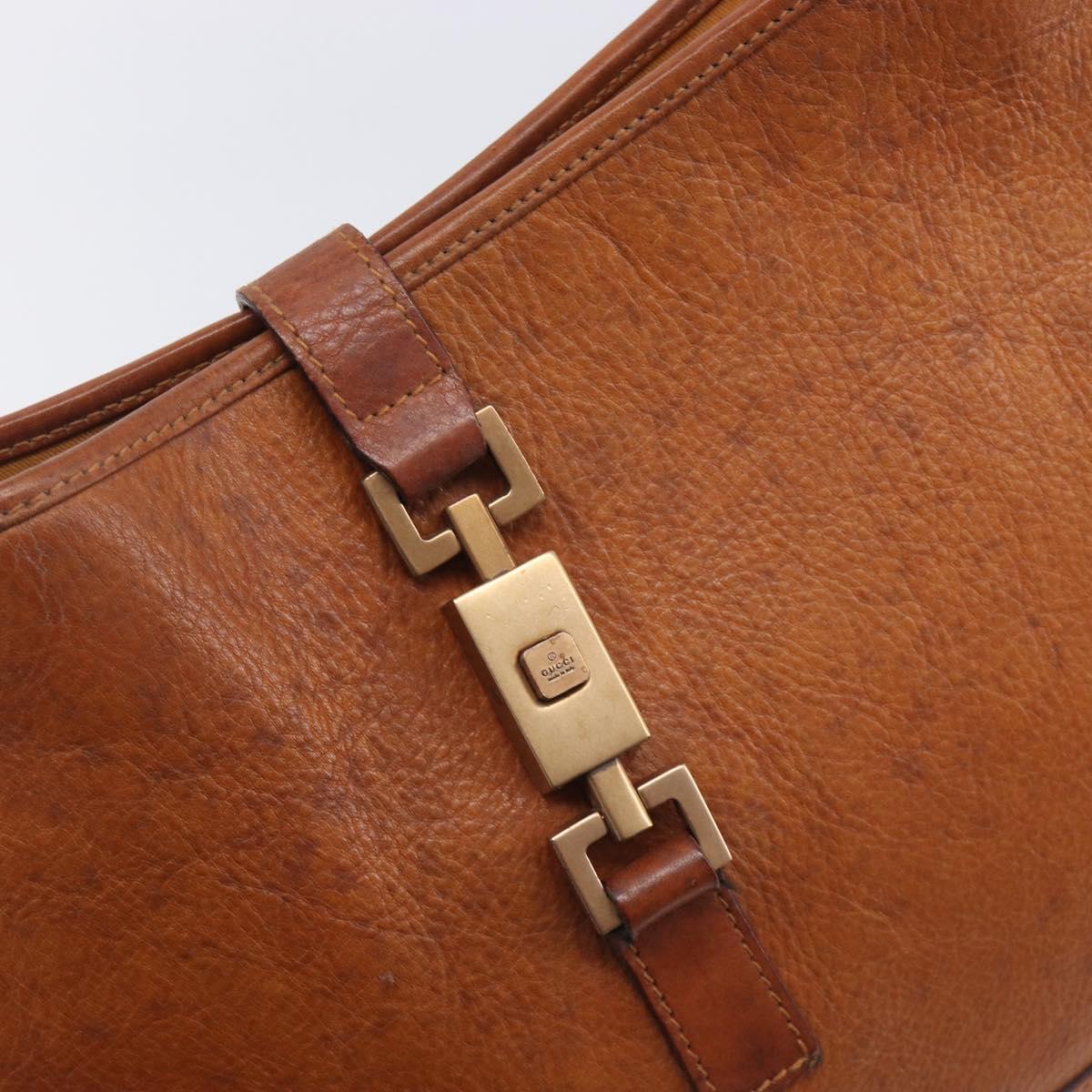 GUCCI Jackie Hand Bag Leather Brown Gold Tone 00963 Auth ep16998