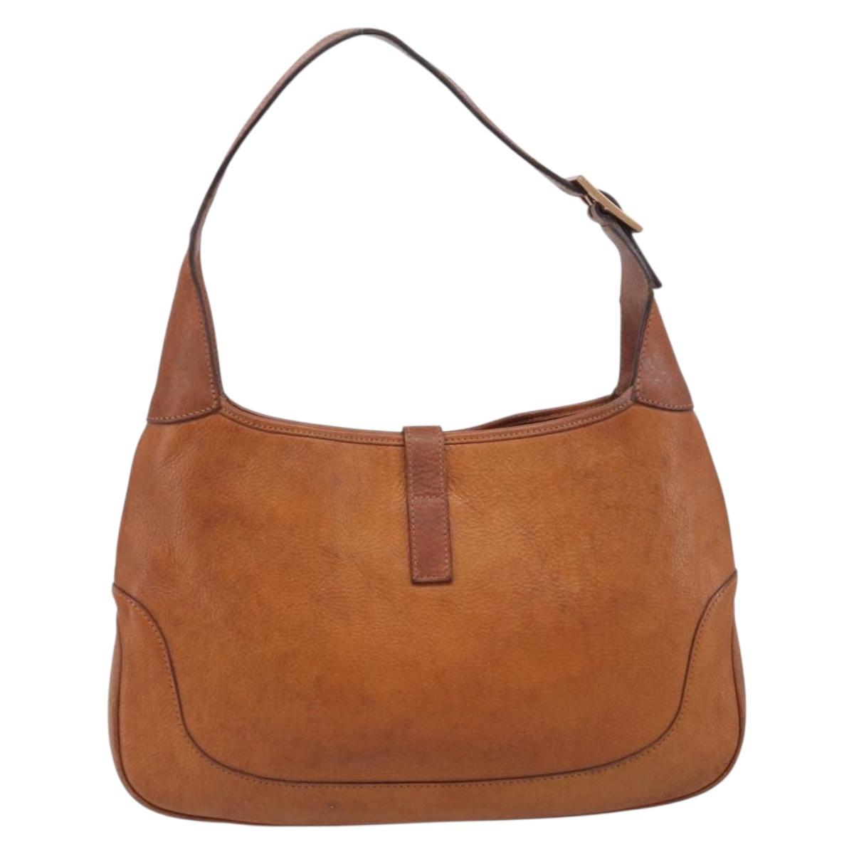 GUCCI Jackie Hand Bag Leather Brown Gold Tone 00963 Auth ep16998