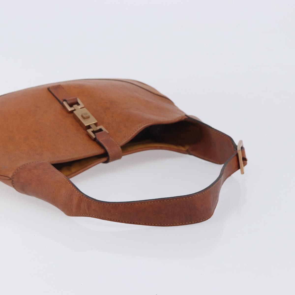 GUCCI Jackie Hand Bag Leather Brown Gold Tone 00963 Auth ep16998