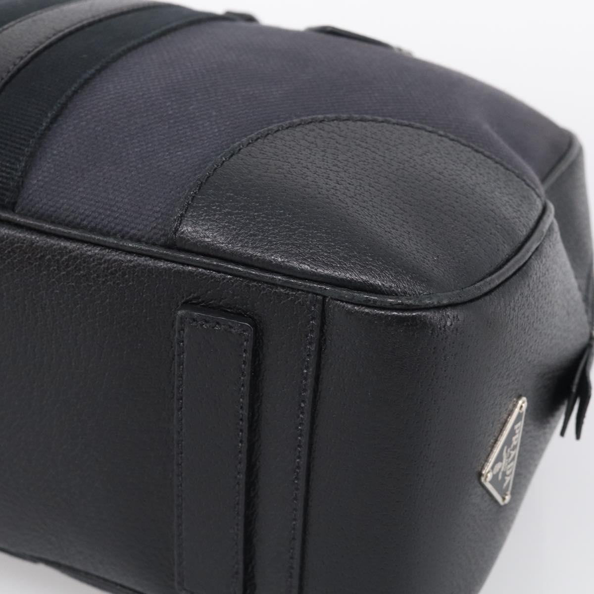 PRADA Hand Bag Canvas Black Silver Auth ep17002