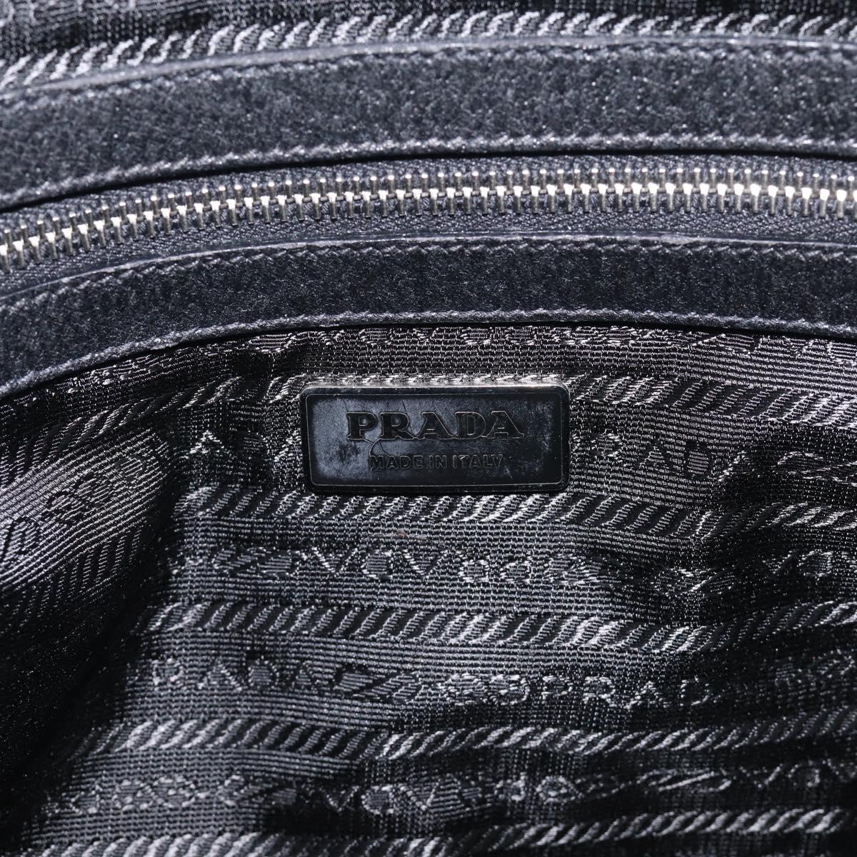 PRADA Hand Bag Canvas Black Silver Auth ep17002