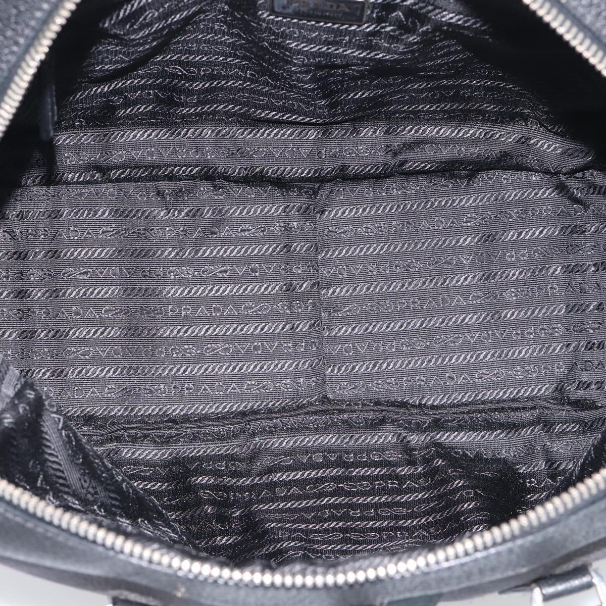 PRADA Hand Bag Canvas Black Silver Auth ep17002