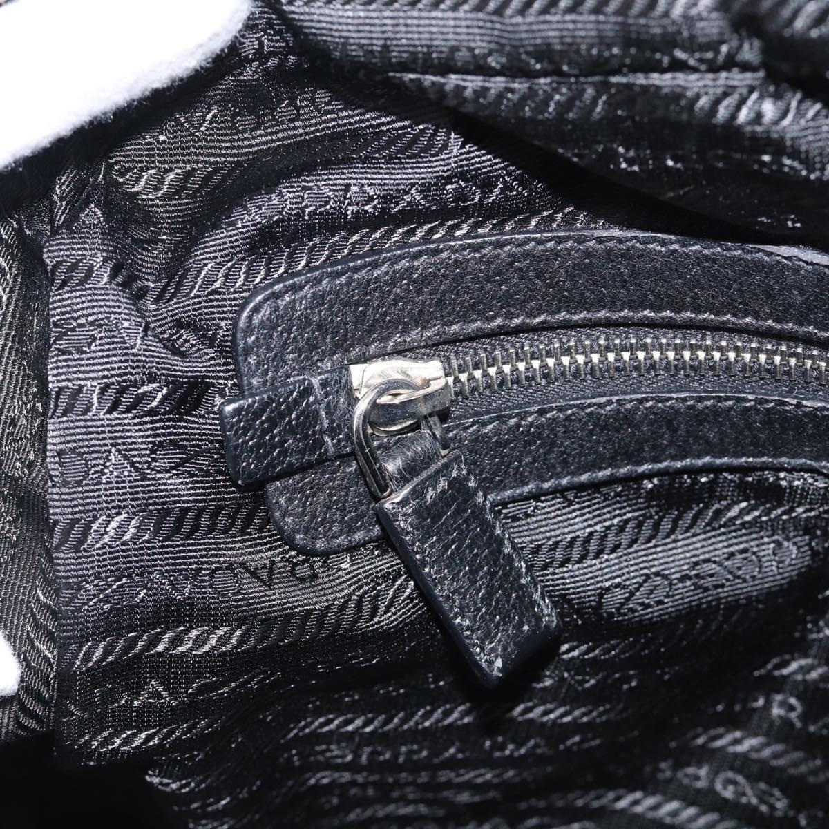 PRADA Hand Bag Canvas Black Silver Auth ep17002