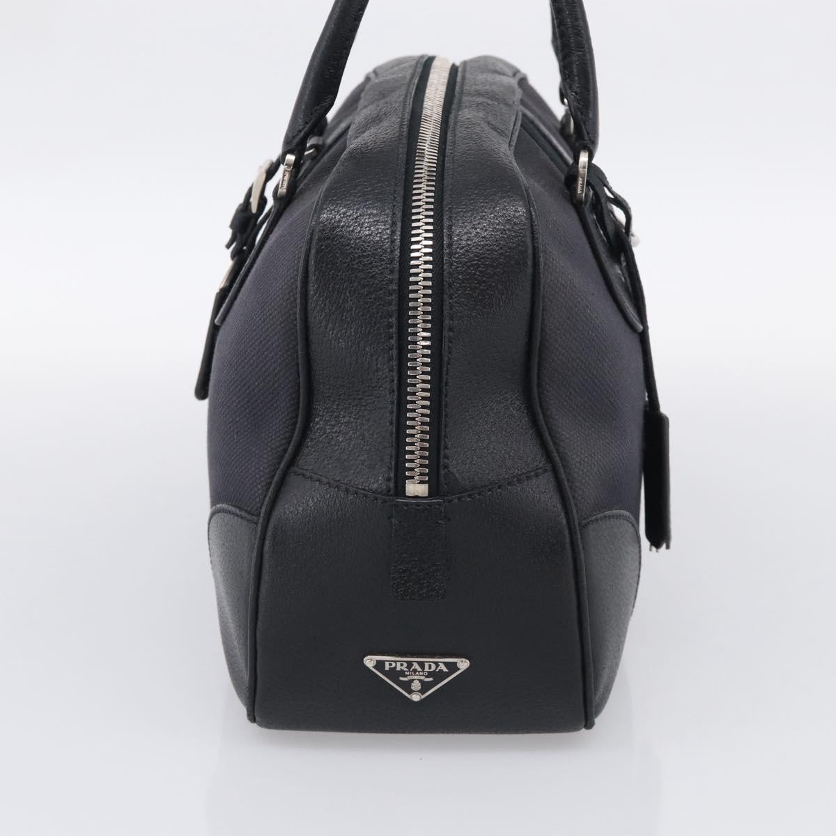 PRADA Hand Bag Canvas Black Silver Auth ep17002