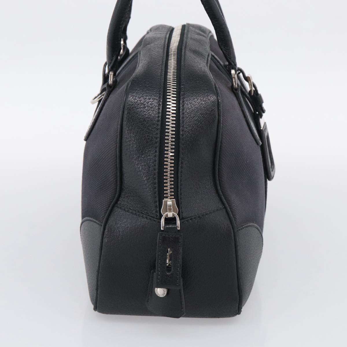 PRADA Hand Bag Canvas Black Silver Auth ep17002