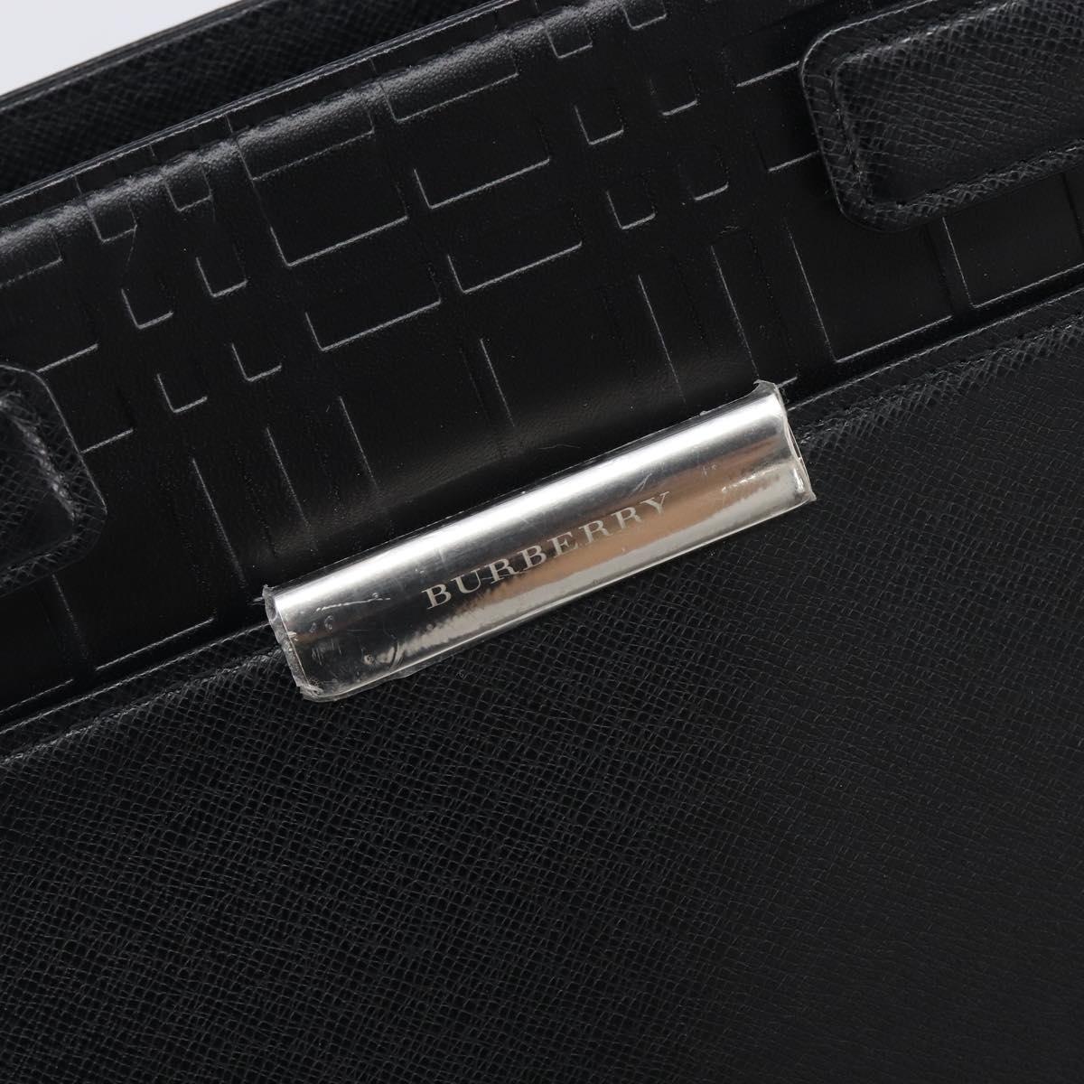 BURBERRY Hand Bag Leather Black Silver Auth ep17006