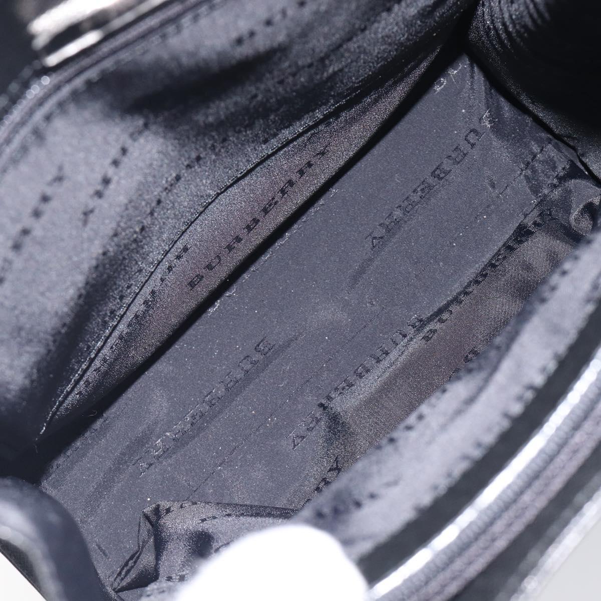 BURBERRY Hand Bag Leather Black Silver Auth ep17006