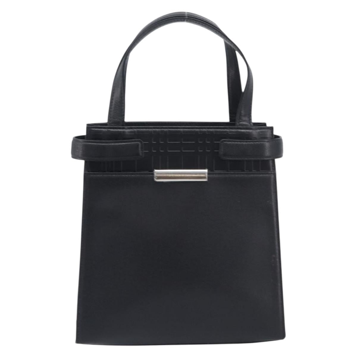 BURBERRY Hand Bag Leather Black Silver Auth ep17006