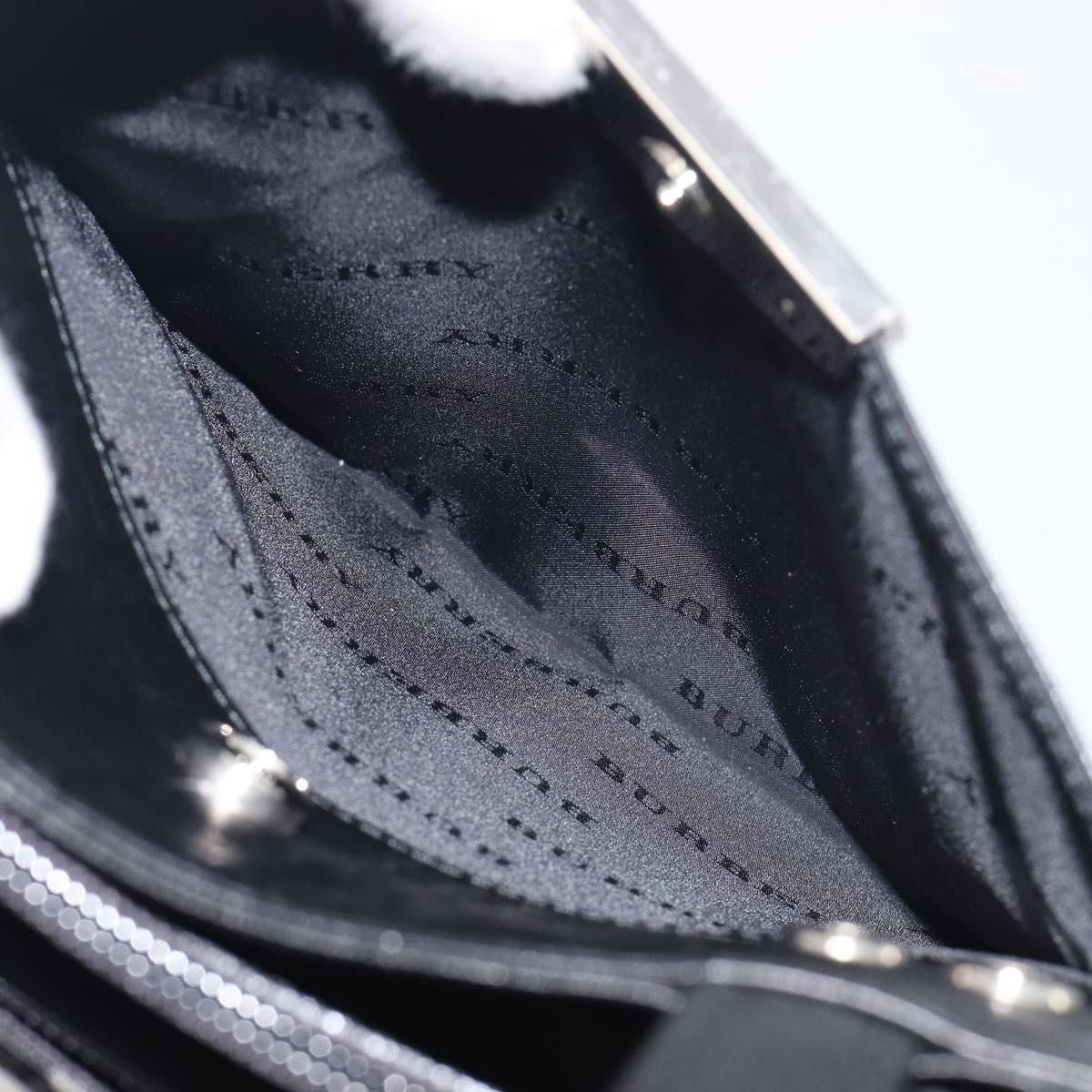 BURBERRY Hand Bag Leather Black Silver Auth ep17006