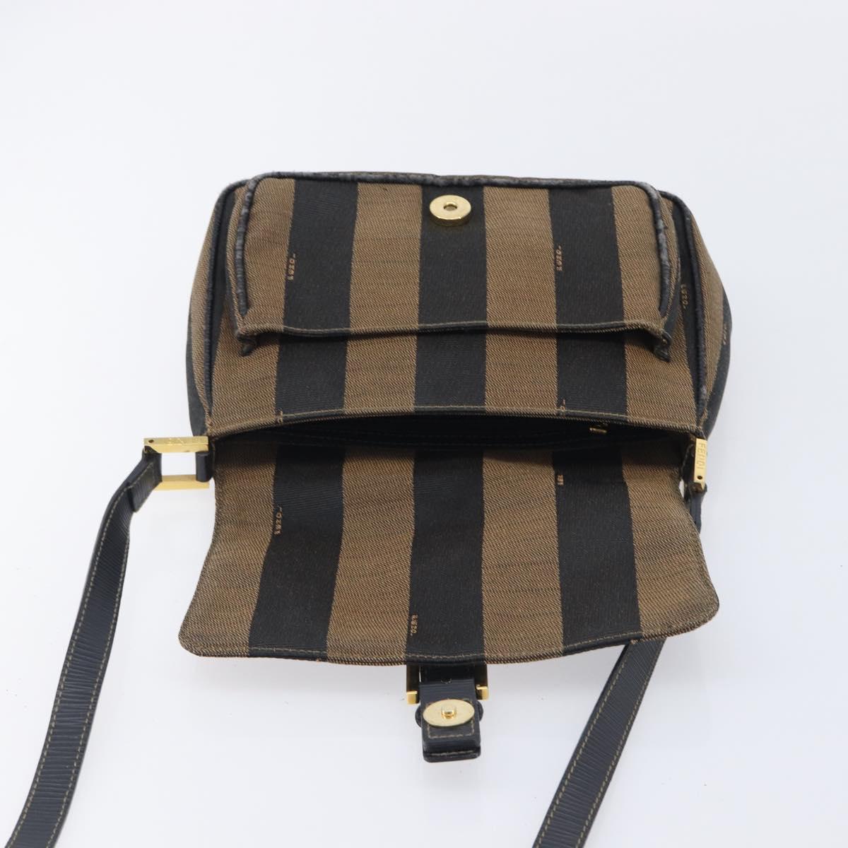 FENDI Pecan Shoulder Bag Canvas Brown Gold Tone Auth ep17009