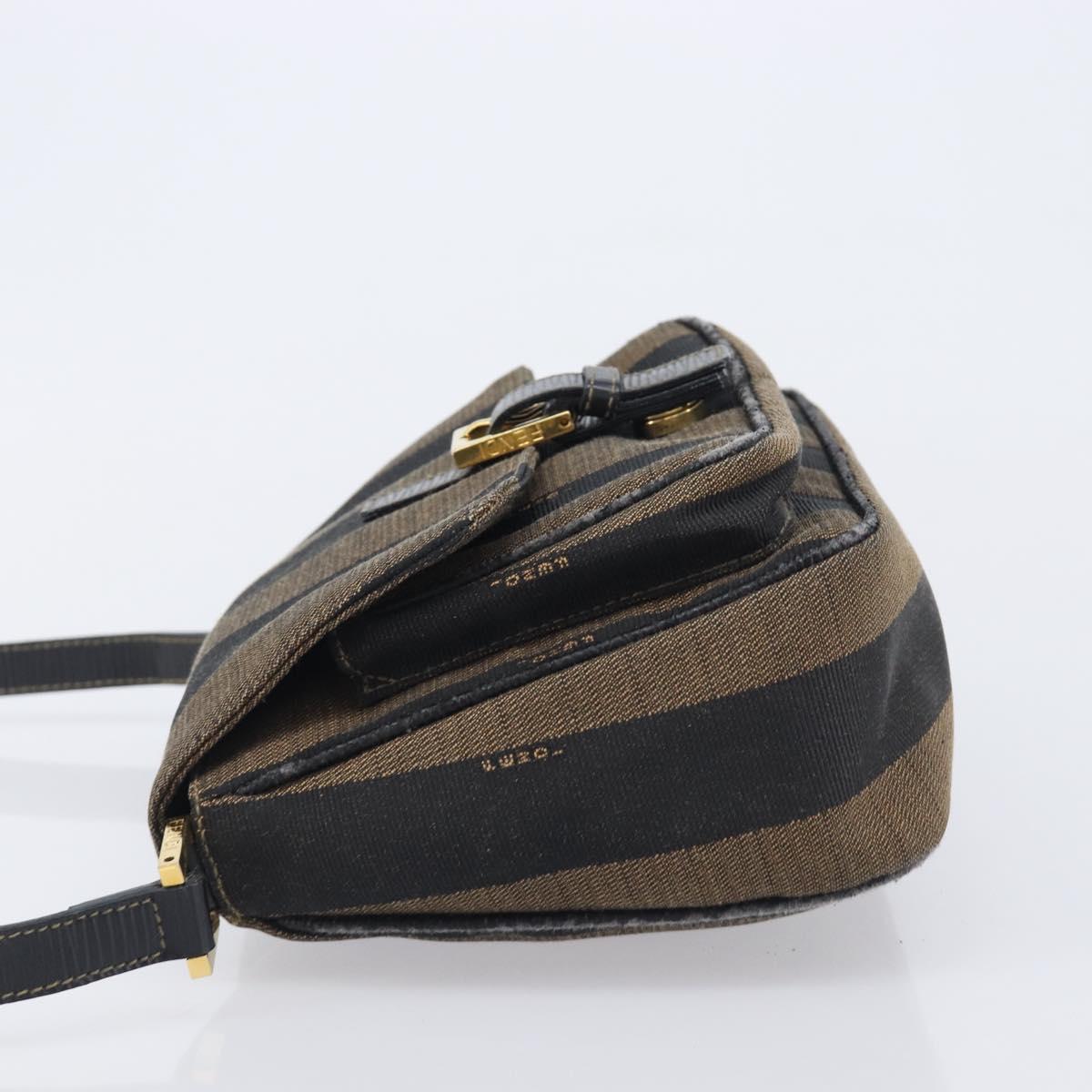 FENDI Pecan Shoulder Bag Canvas Brown Gold Tone Auth ep17009