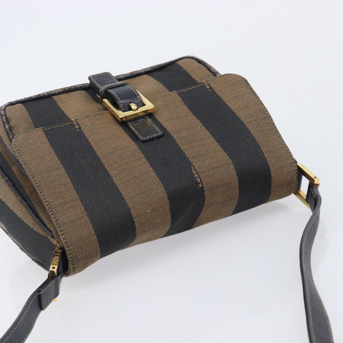 FENDI Pecan Shoulder Bag Canvas Brown Gold Tone Auth ep17009