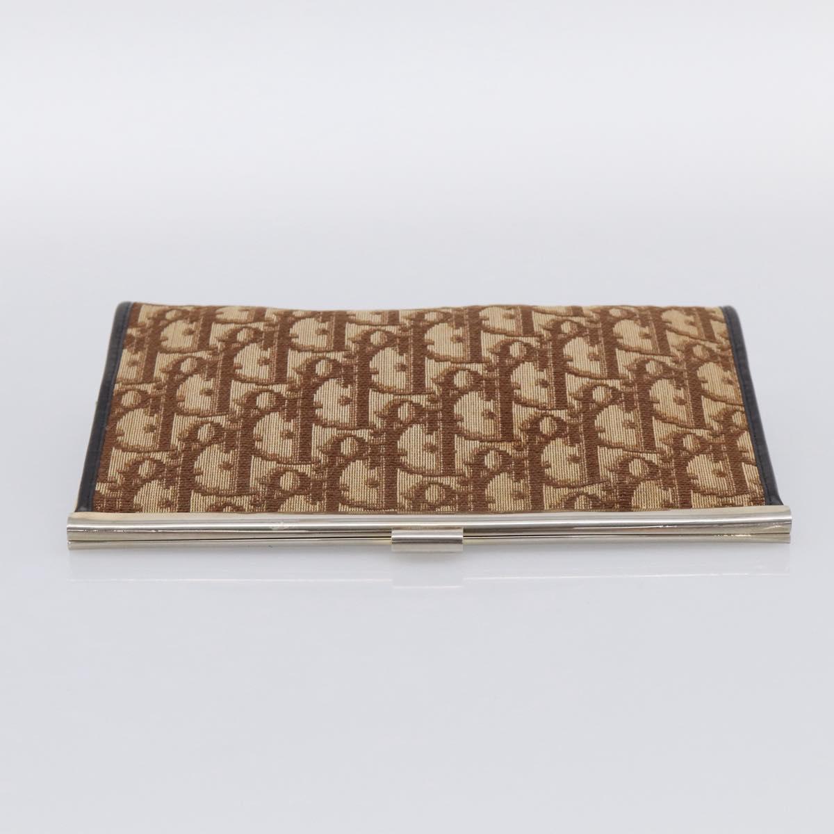 Christian Dior Trotter Canvas Clutch Bag Beige Gold Tone Auth ep17010