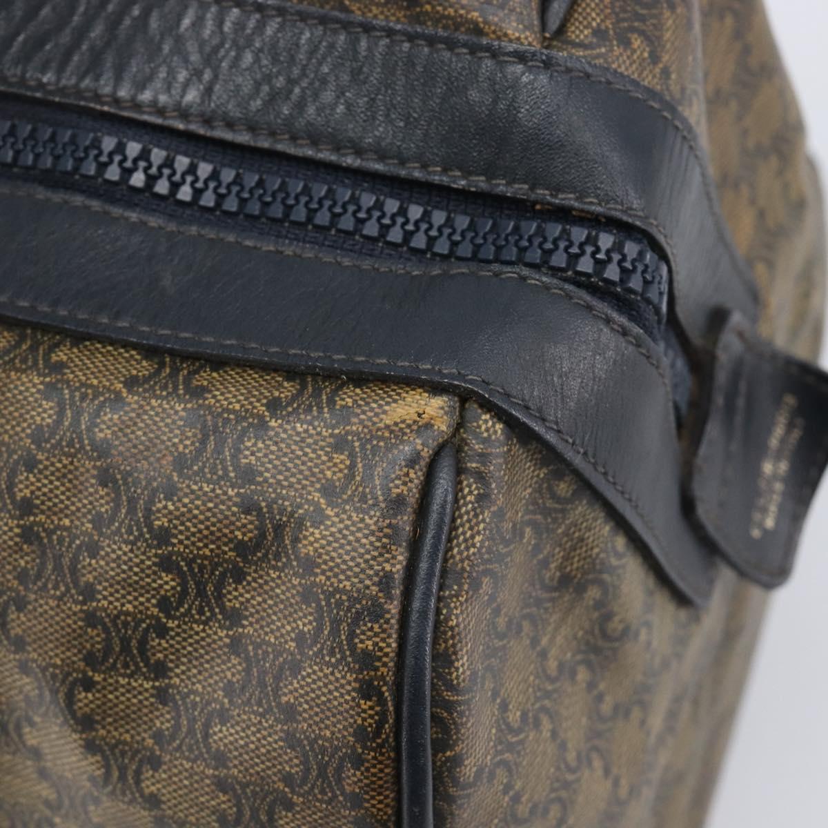 CELINE Macadam Boston Bag PVC Navy Gold Tone Auth ep17019