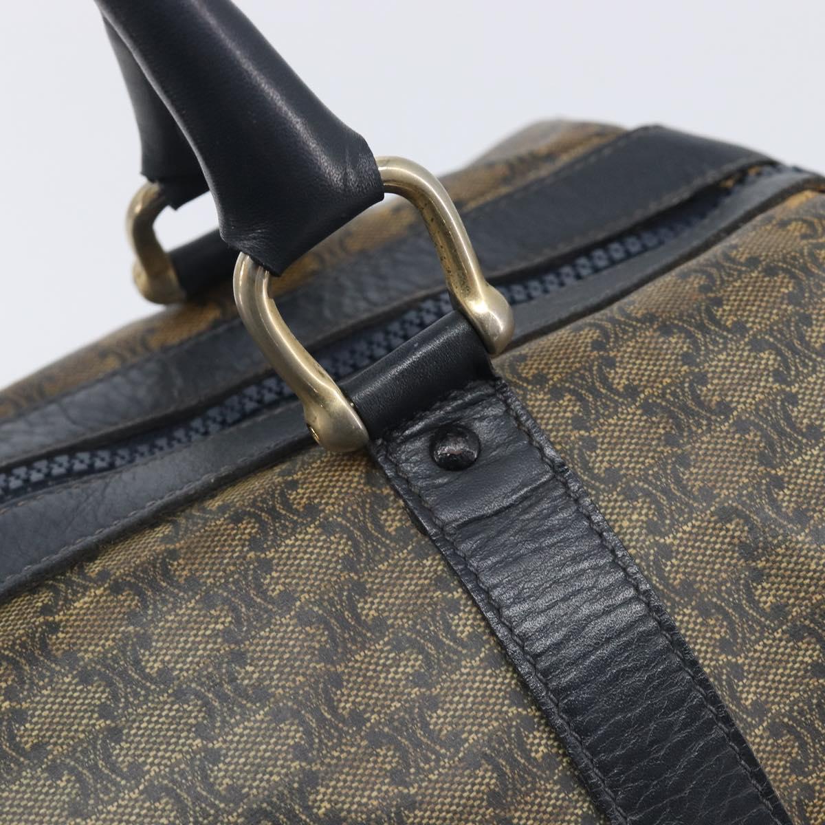 CELINE Macadam Boston Bag PVC Navy Gold Tone Auth ep17019