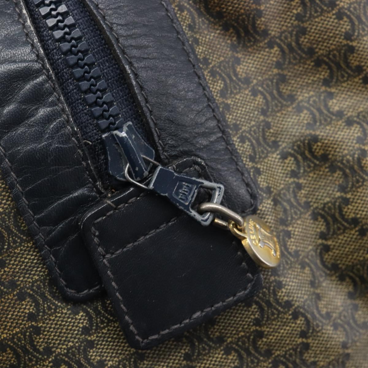 CELINE Macadam Boston Bag PVC Navy Gold Tone Auth ep17019