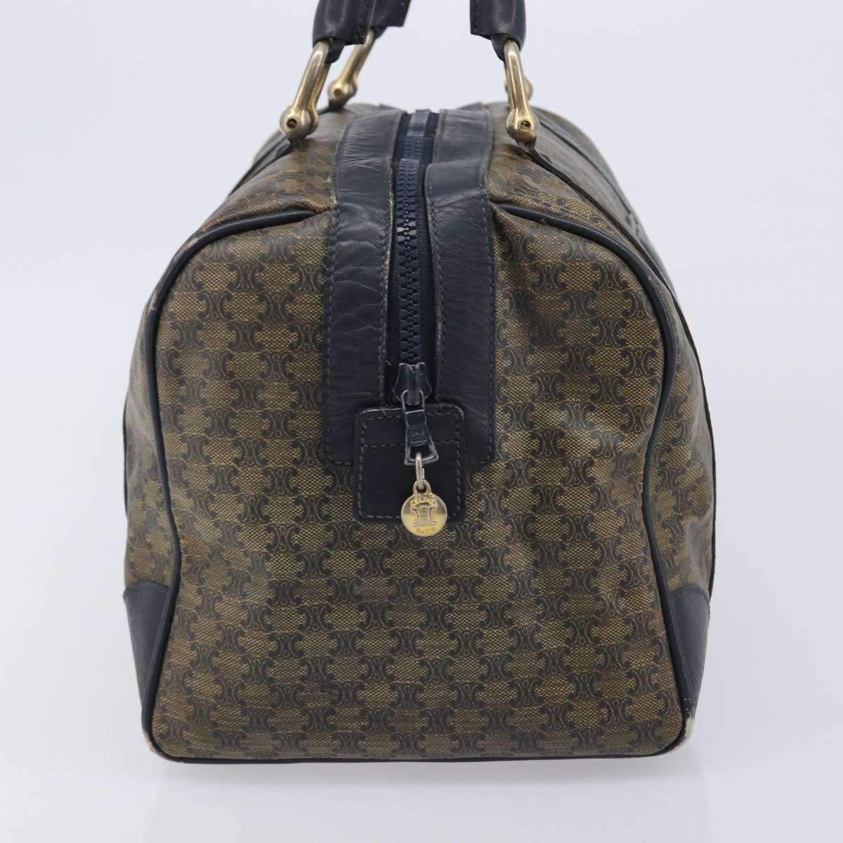 CELINE Macadam Boston Bag PVC Navy Gold Tone Auth ep17019