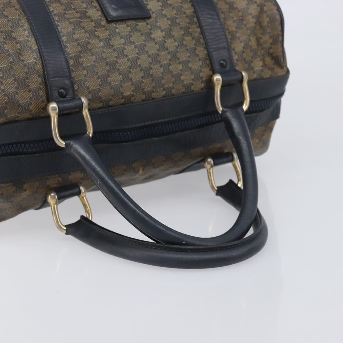 CELINE Macadam Boston Bag PVC Navy Gold Tone Auth ep17019