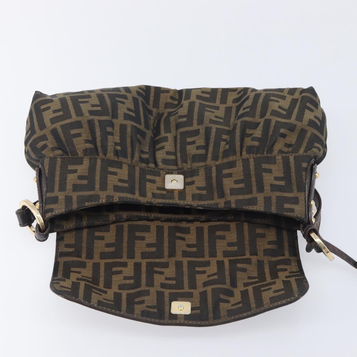 FENDI Zucca Canvas Hand Bag Black Gold Tone 8BR445 Auth ep17020