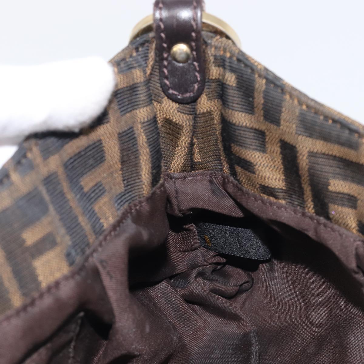 FENDI Zucca Canvas Hand Bag Black Gold Tone 8BR445 Auth ep17020