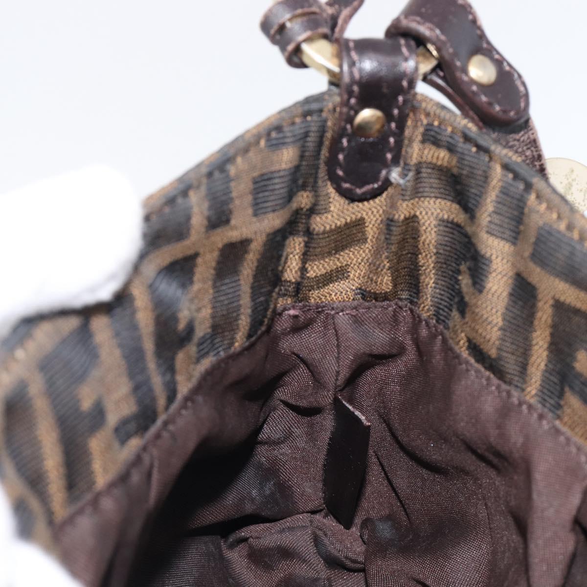 FENDI Zucca Canvas Hand Bag Black Gold Tone 8BR445 Auth ep17020