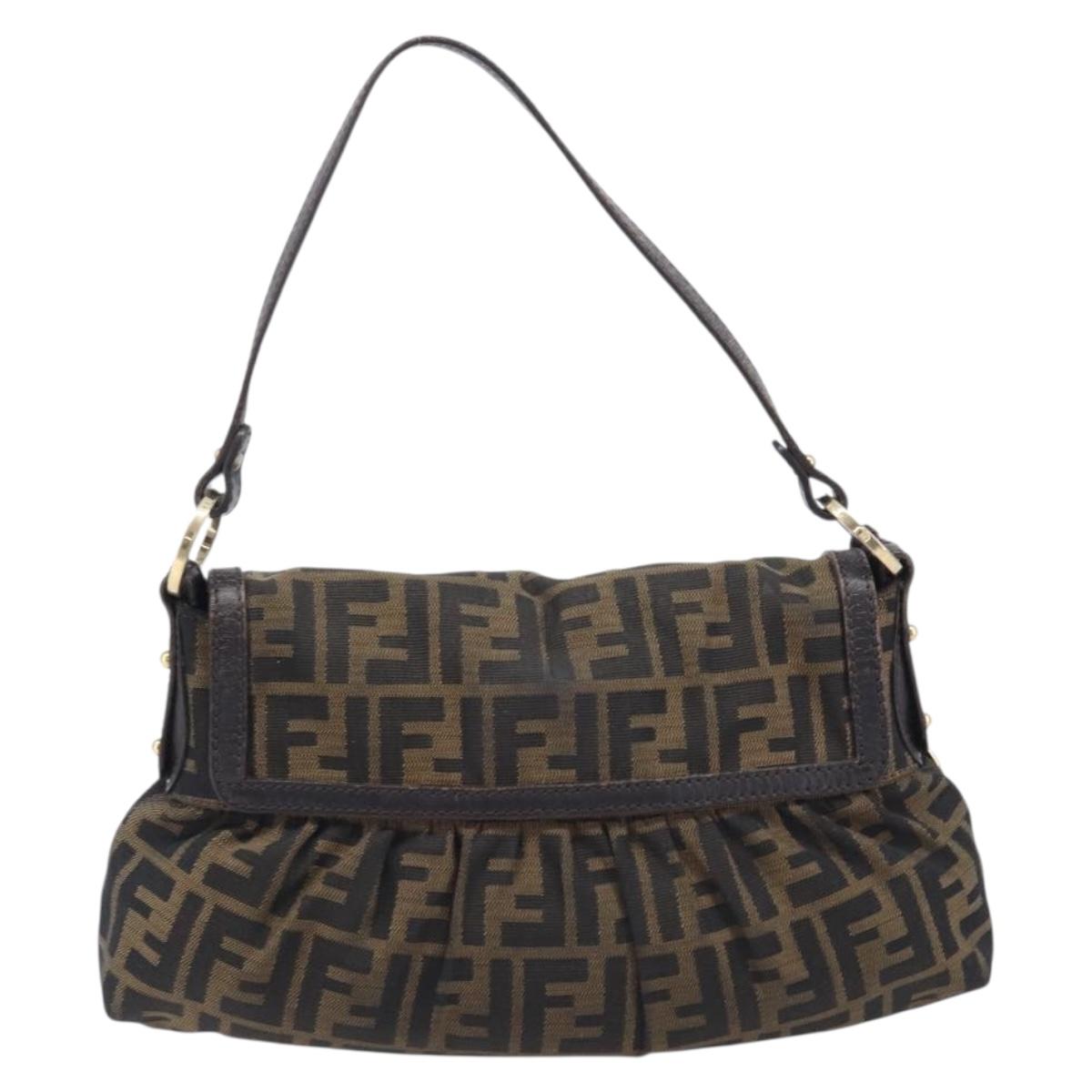 FENDI Zucca Canvas Hand Bag Black Gold Tone 8BR445 Auth ep17020