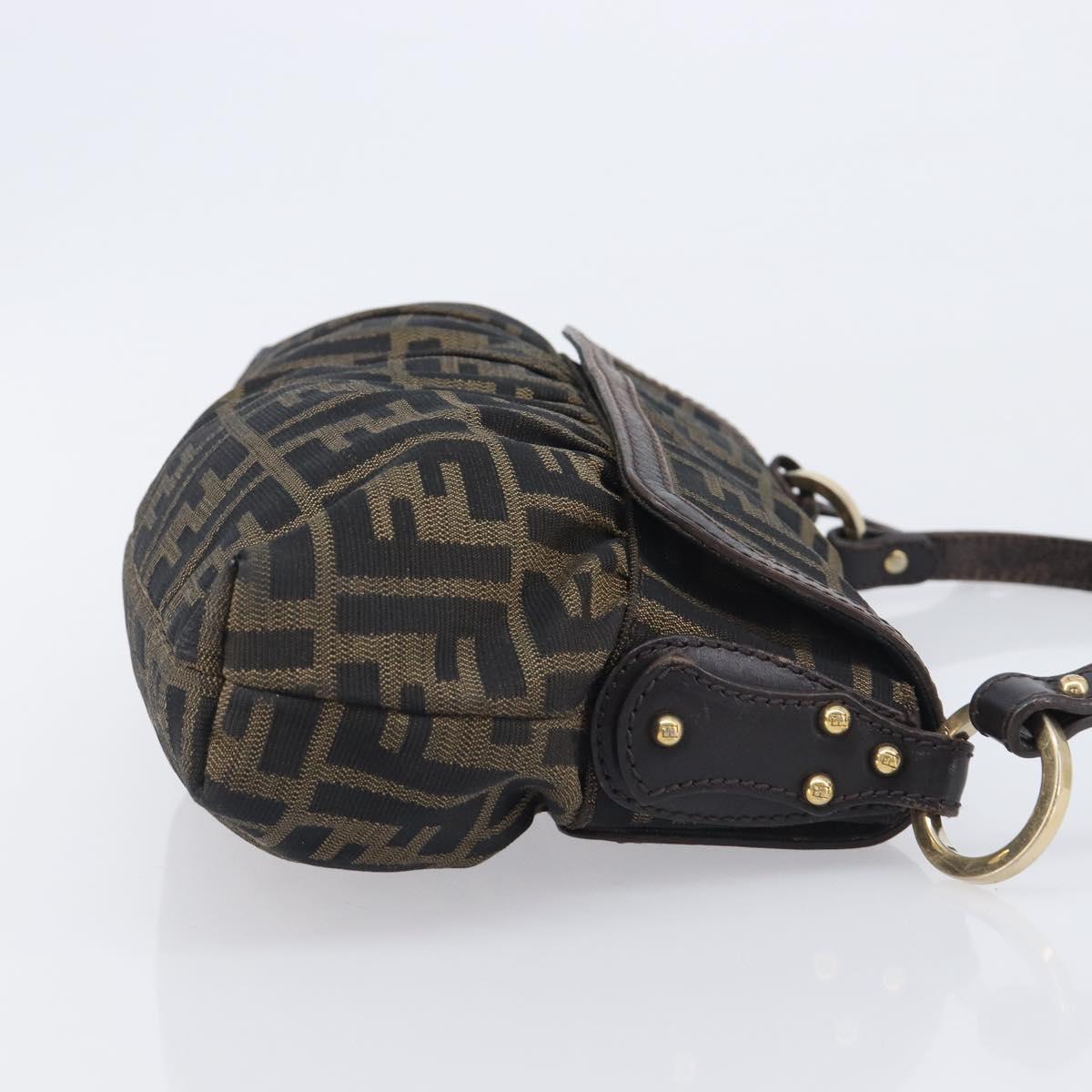 FENDI Zucca Canvas Hand Bag Black Gold Tone 8BR445 Auth ep17020