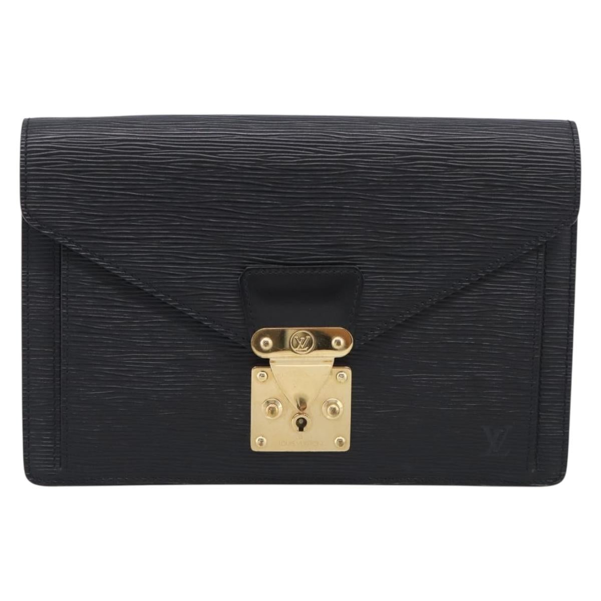 LOUIS VUITTON Epi Sellier Dragonne Clutch Bag Black M52612 LV Auth ep17023A