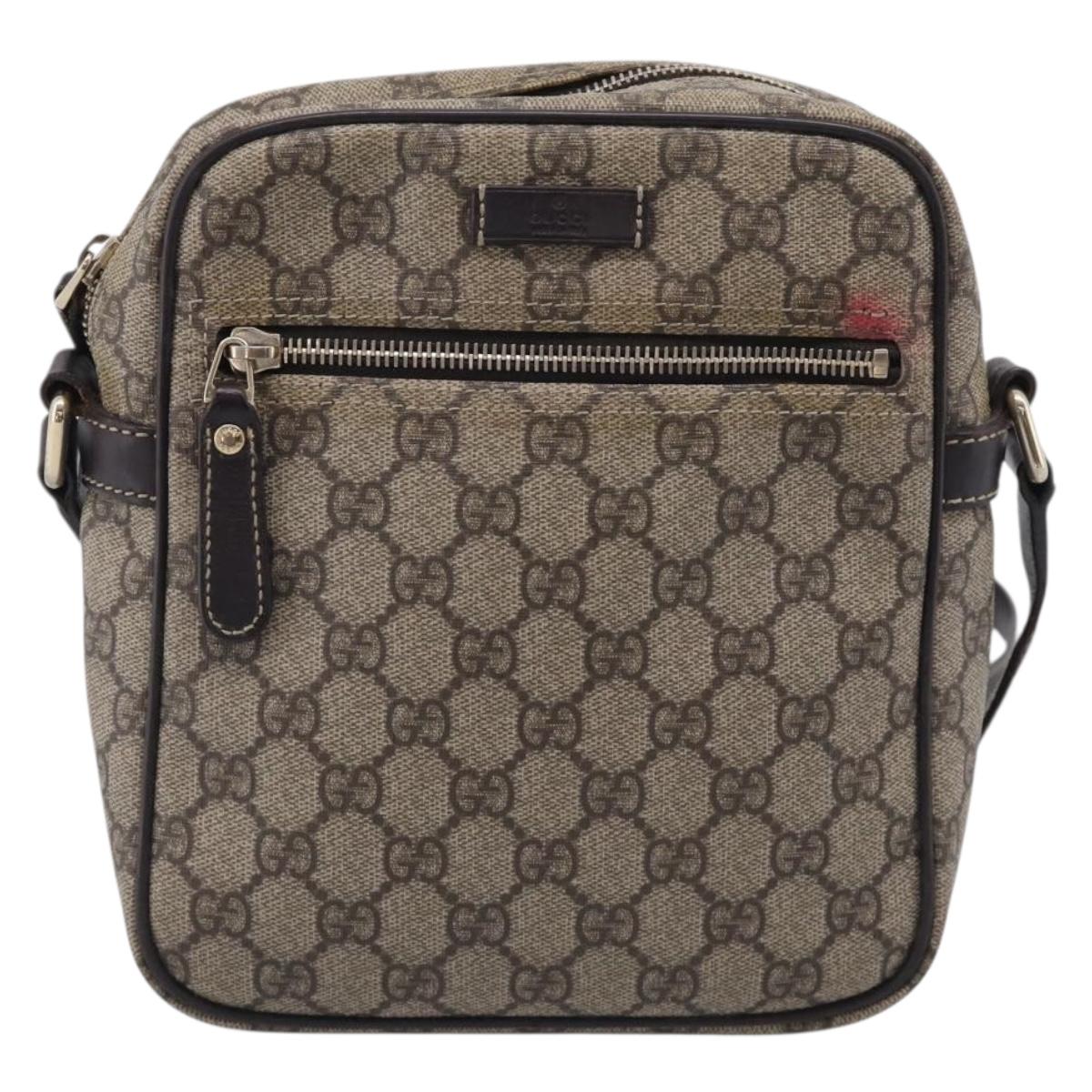 GUCCI GG Supreme Shoulder Bag PVC Beige Gold Tone 233268 Auth ep17025