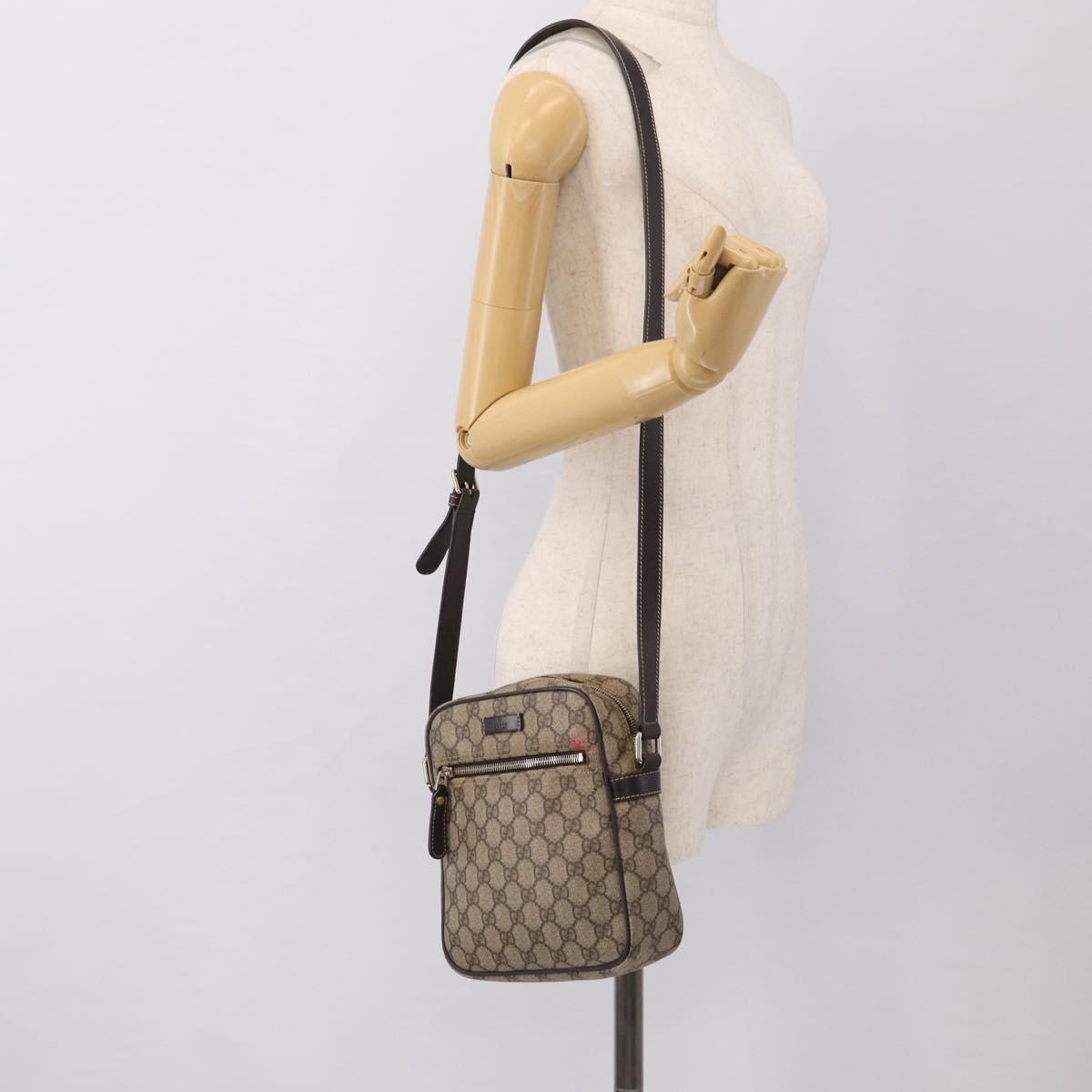 GUCCI GG Supreme Shoulder Bag PVC Beige Gold Tone 233268 Auth ep17025