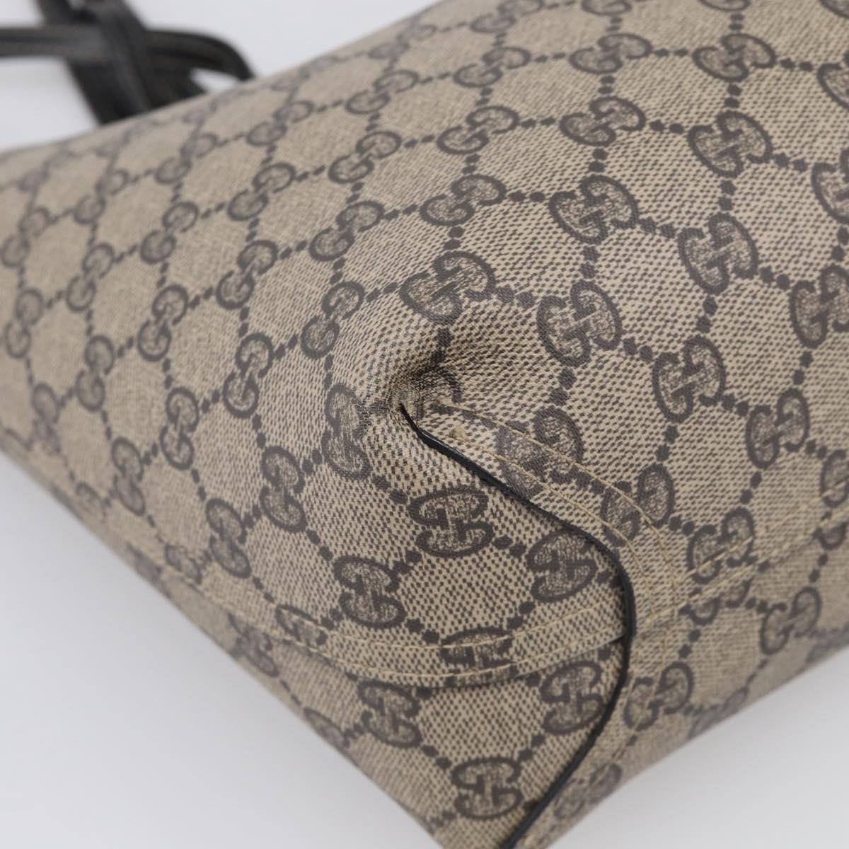 GUCCI GG Supreme Reversible Tote Bag PVC Beige Black 372613 Auth ep17026