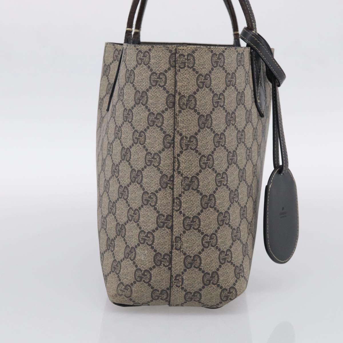 GUCCI GG Supreme Reversible Tote Bag PVC Beige Black 372613 Auth ep17026