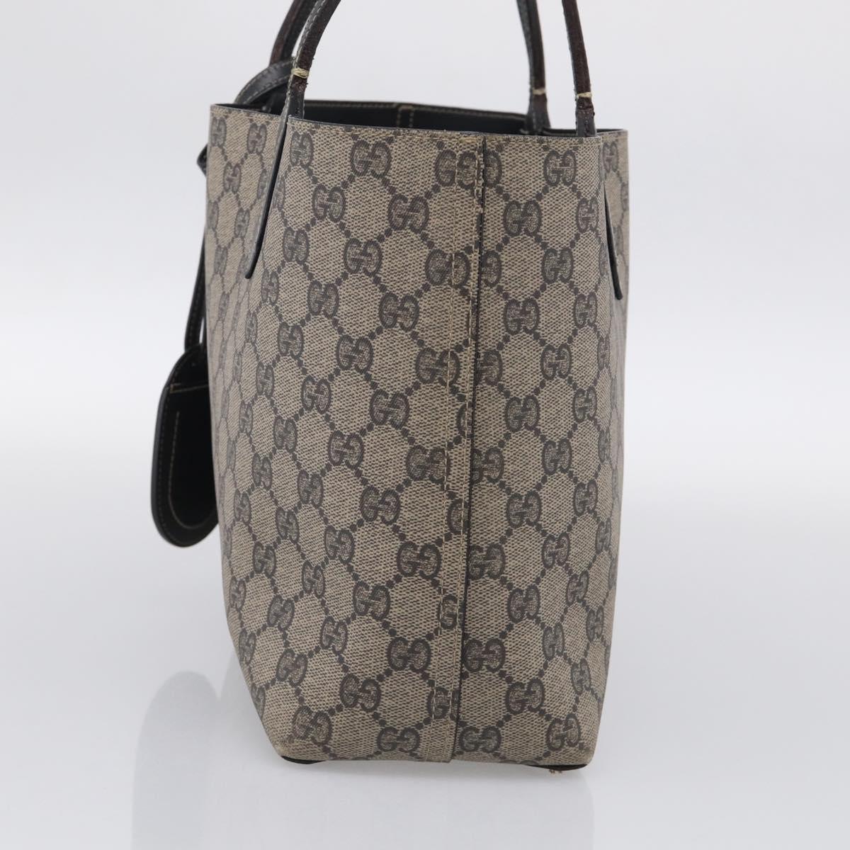GUCCI GG Supreme Reversible Tote Bag PVC Beige Black 372613 Auth ep17026