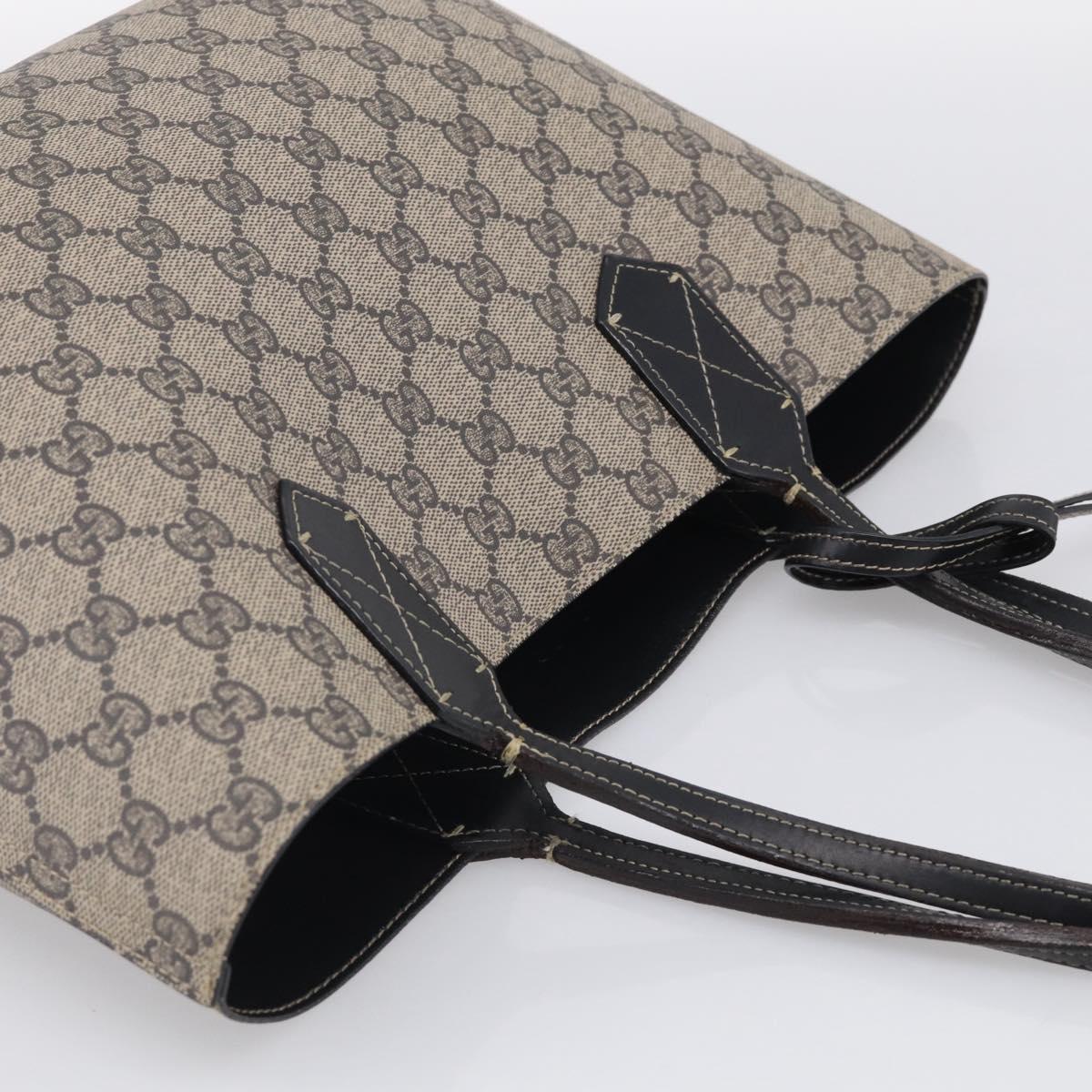 GUCCI GG Supreme Reversible Tote Bag PVC Beige Black 372613 Auth ep17026