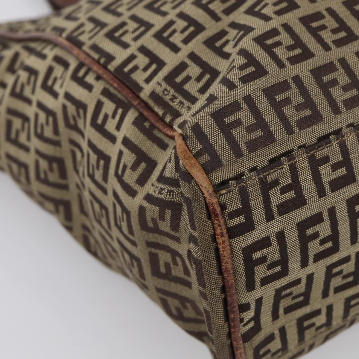 FENDI Zucchino Canvas Hand Bag Beige Gold Tone 8BH174 Auth ep17028