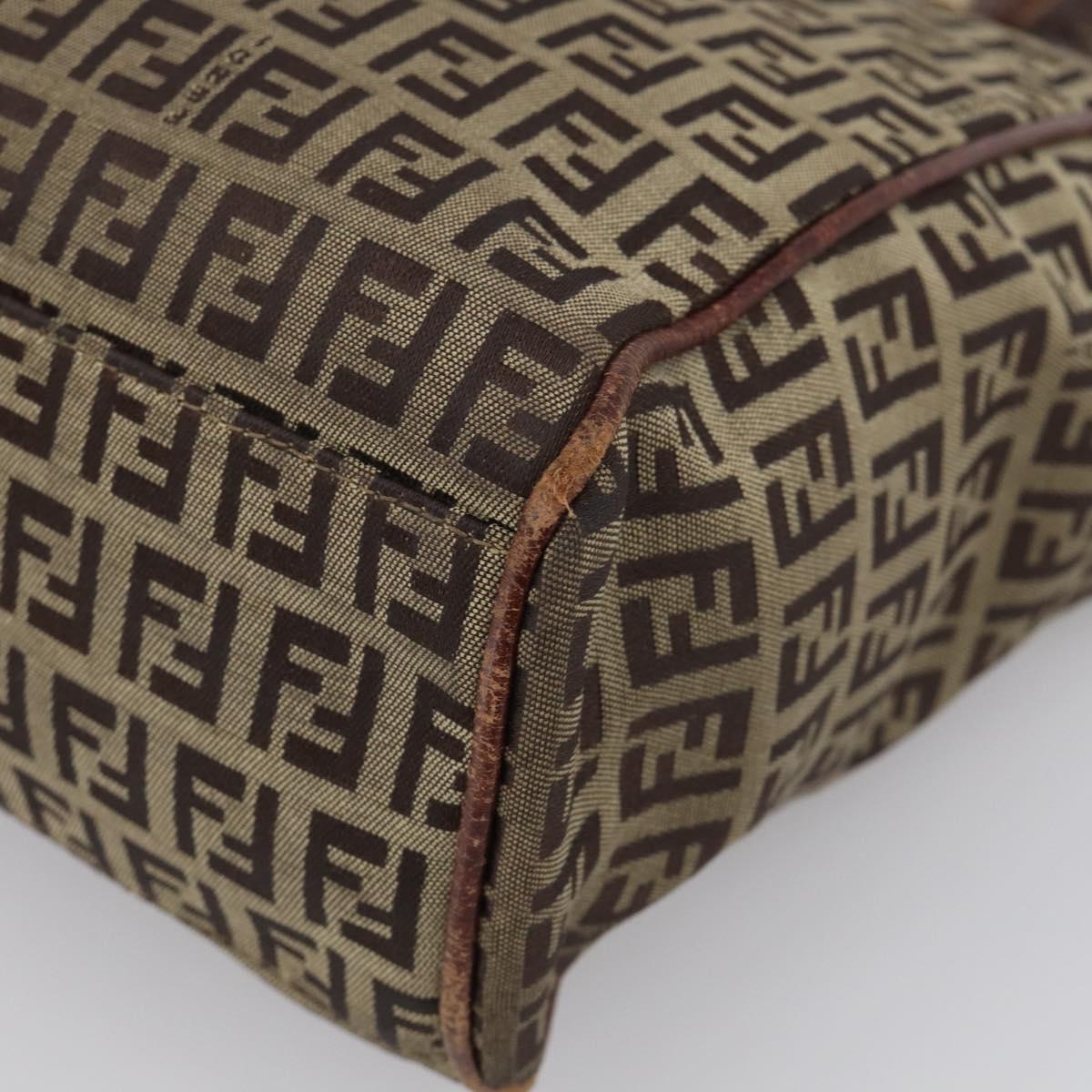 FENDI Zucchino Canvas Hand Bag Beige Gold Tone 8BH174 Auth ep17028