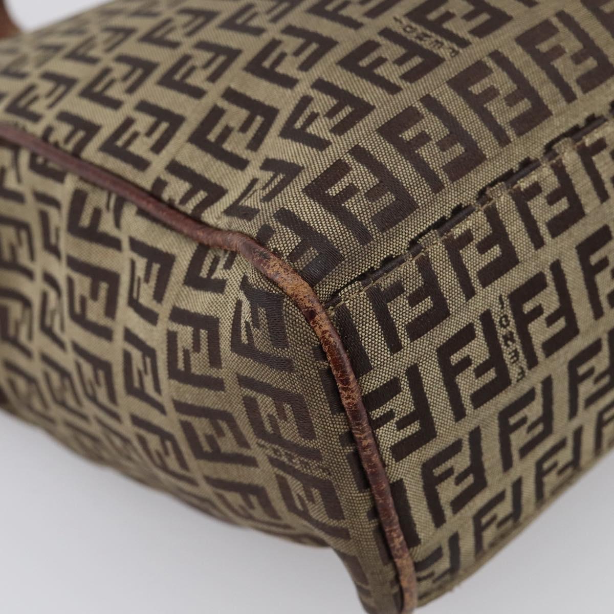FENDI Zucchino Canvas Hand Bag Beige Gold Tone 8BH174 Auth ep17028