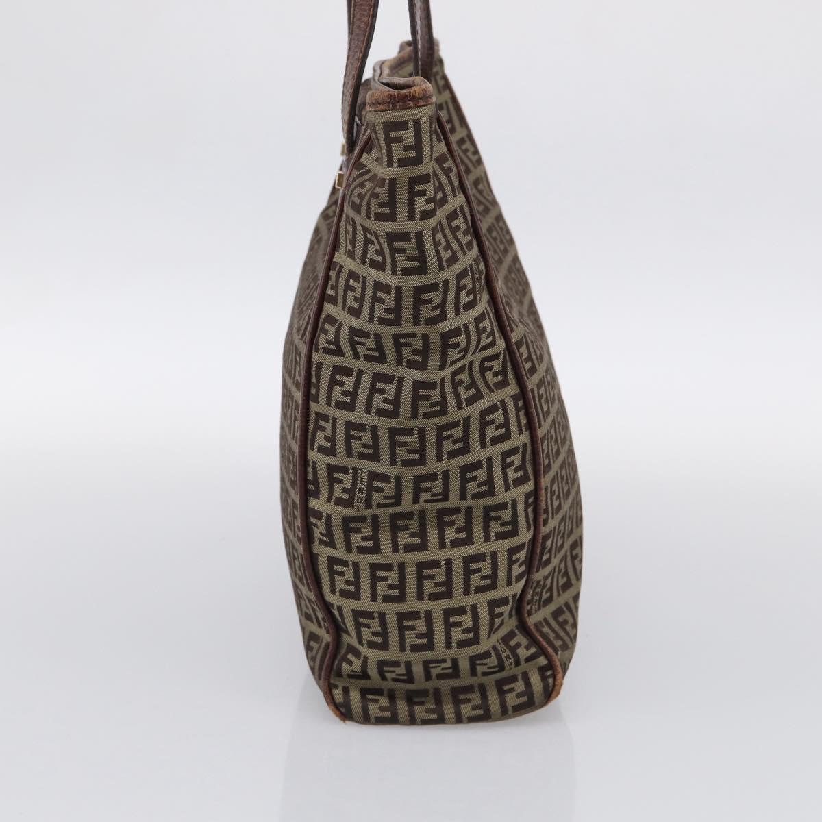FENDI Zucchino Canvas Hand Bag Beige Gold Tone 8BH174 Auth ep17028