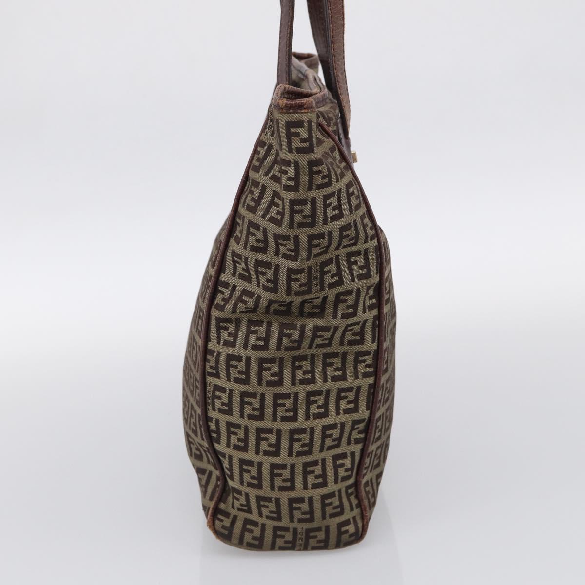 FENDI Zucchino Canvas Hand Bag Beige Gold Tone 8BH174 Auth ep17028