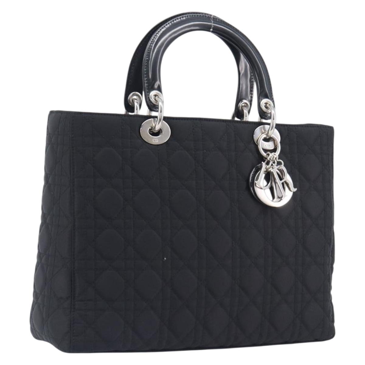 Christian Dior Lady Dior Canage Hand Bag Nylon Black Auth ep17029V