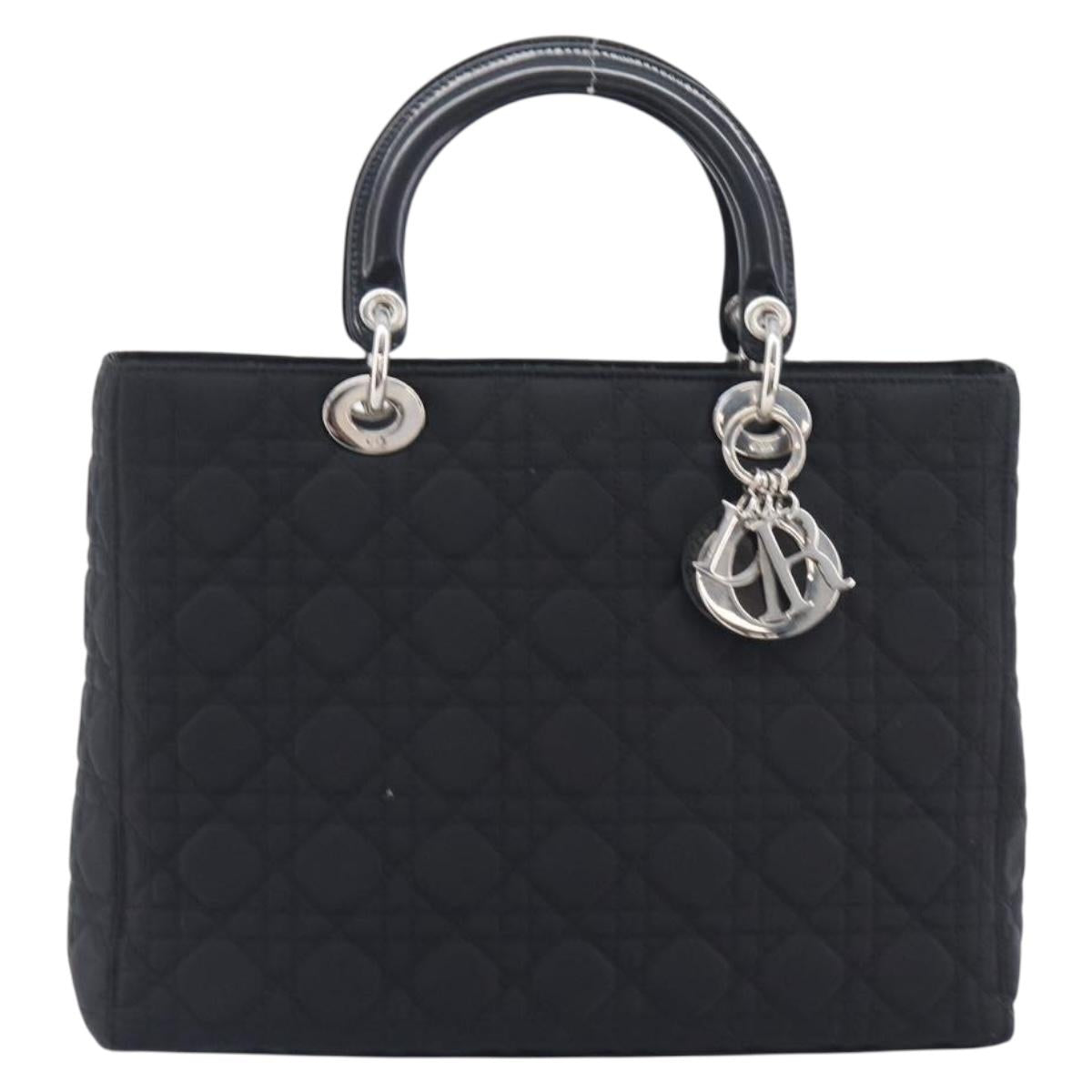 Christian Dior Lady Dior Canage Hand Bag Nylon Black Auth ep17029V