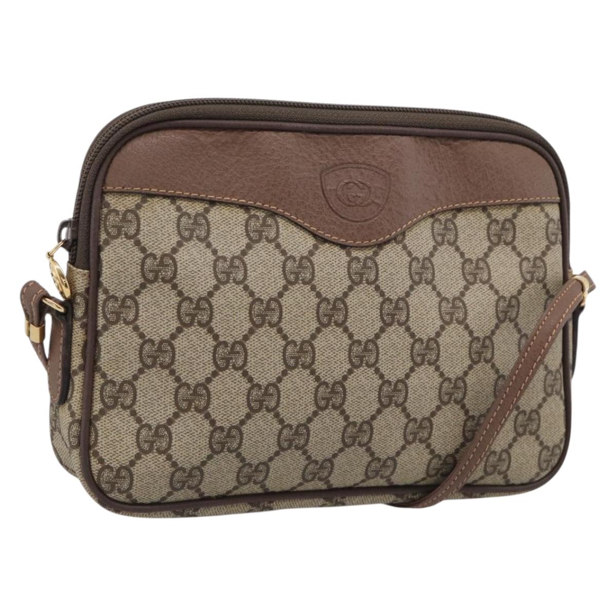 GUCCI GG Supreme Shoulder Bag PVC Beige Gold Tone 007 14 6428 Auth ep17030