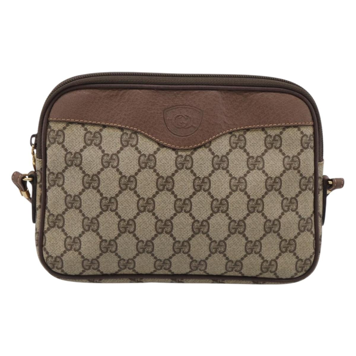 GUCCI GG Supreme Shoulder Bag PVC Beige Gold Tone 007 14 6428 Auth ep17030