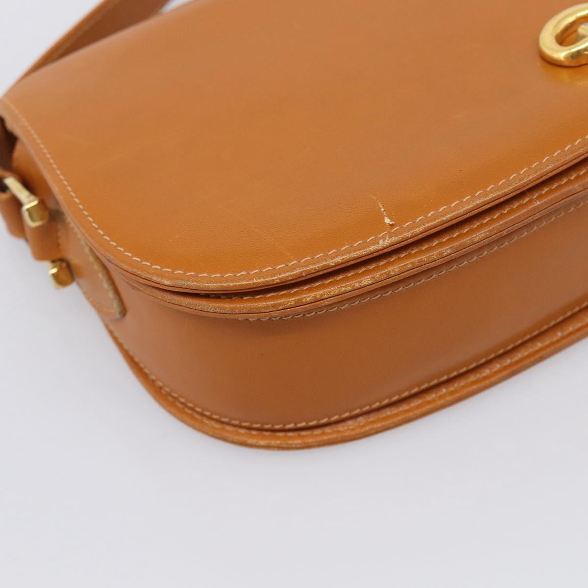 GUCCI Shoulder Bag Leather Brown Gold Tone Auth ep17032