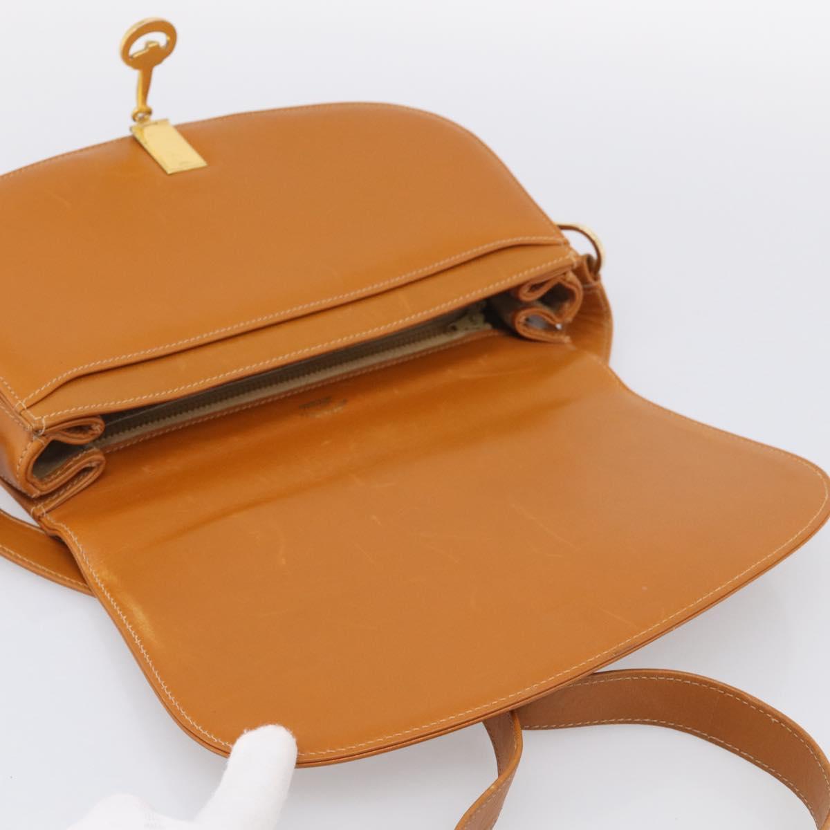 GUCCI Shoulder Bag Leather Brown Gold Tone Auth ep17032
