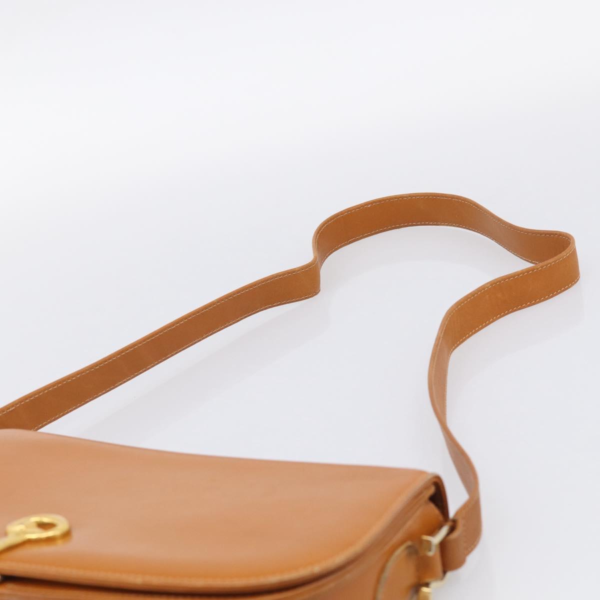 GUCCI Shoulder Bag Leather Brown Gold Tone Auth ep17032