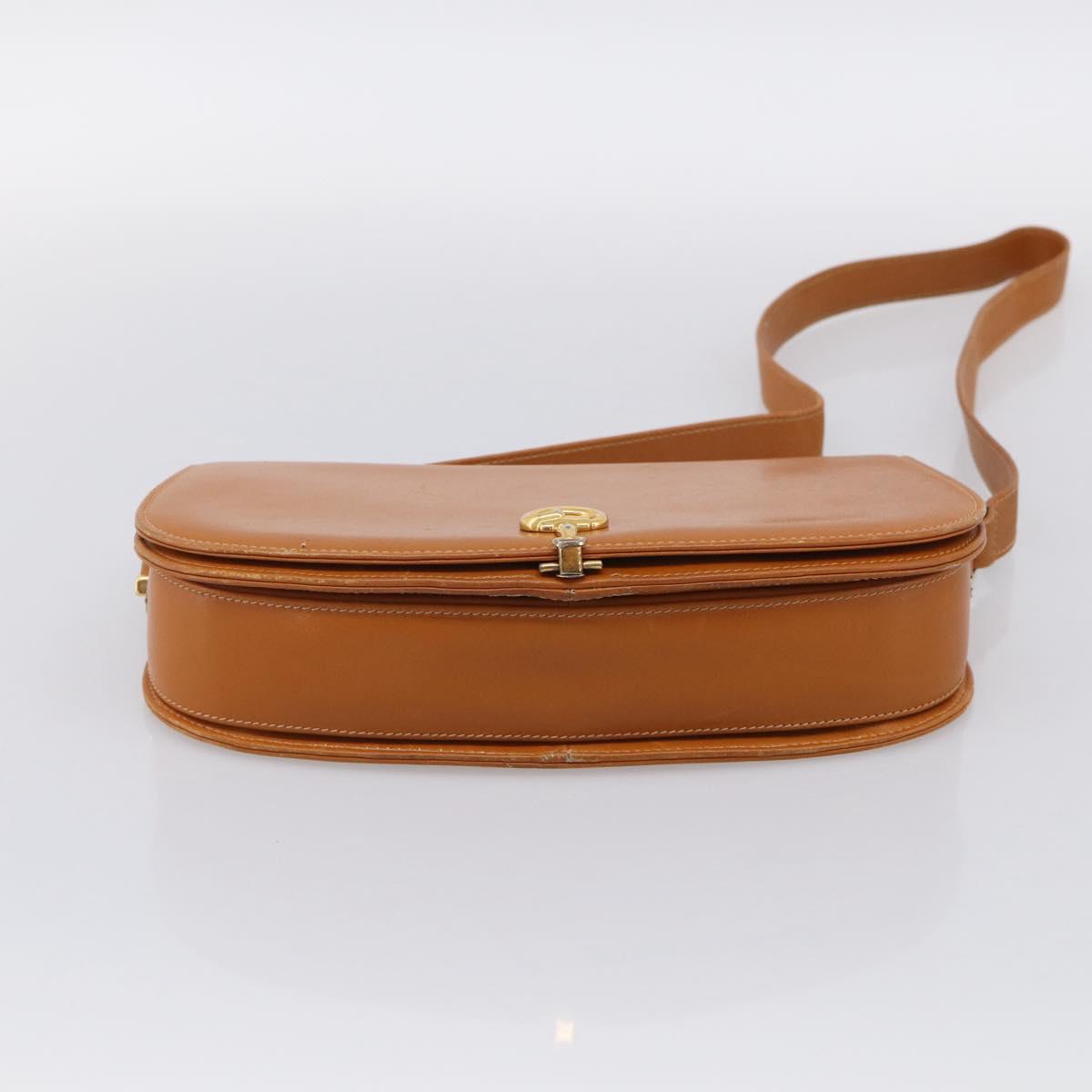 GUCCI Shoulder Bag Leather Brown Gold Tone Auth ep17032