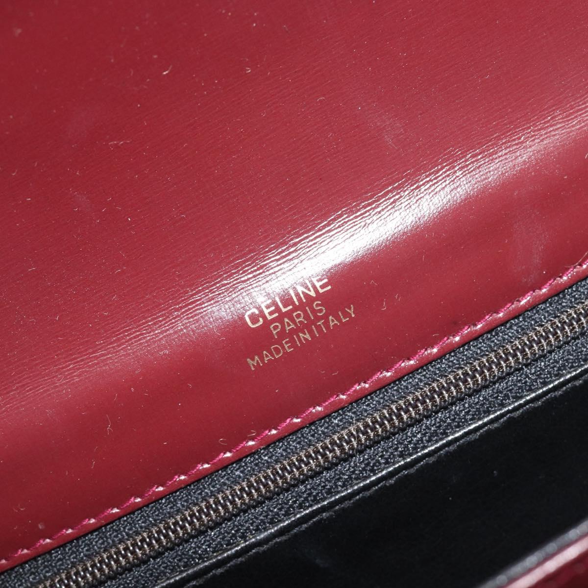 CELINE Shoulder Bag Leather Bordeaux Gold Tone Auth ep17033A
